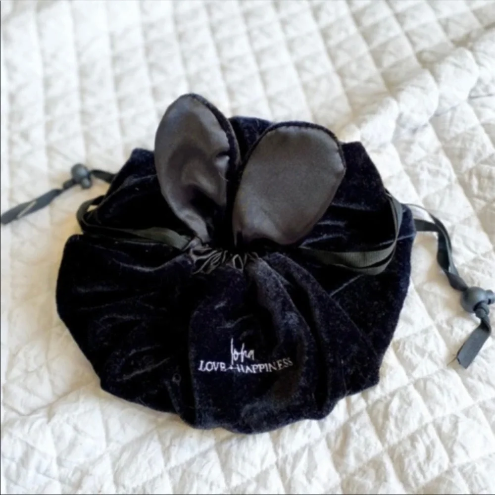 Loha Travel Makeup Bag Lay & Play Black Bunny Ears Drawstring Makeup Travel Bag